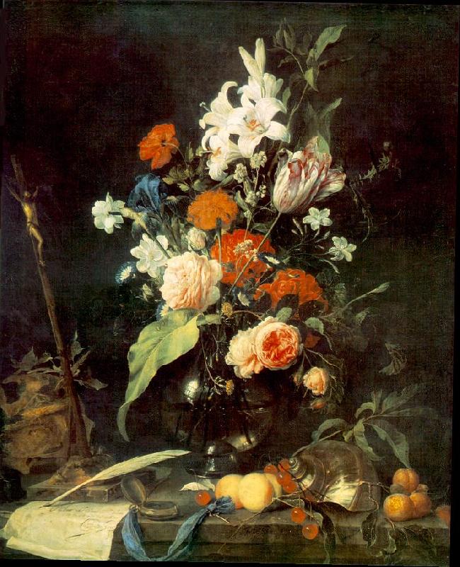 Jan Davidsz. de Heem Flower Still-life with Crucifix and Skull oil painting image